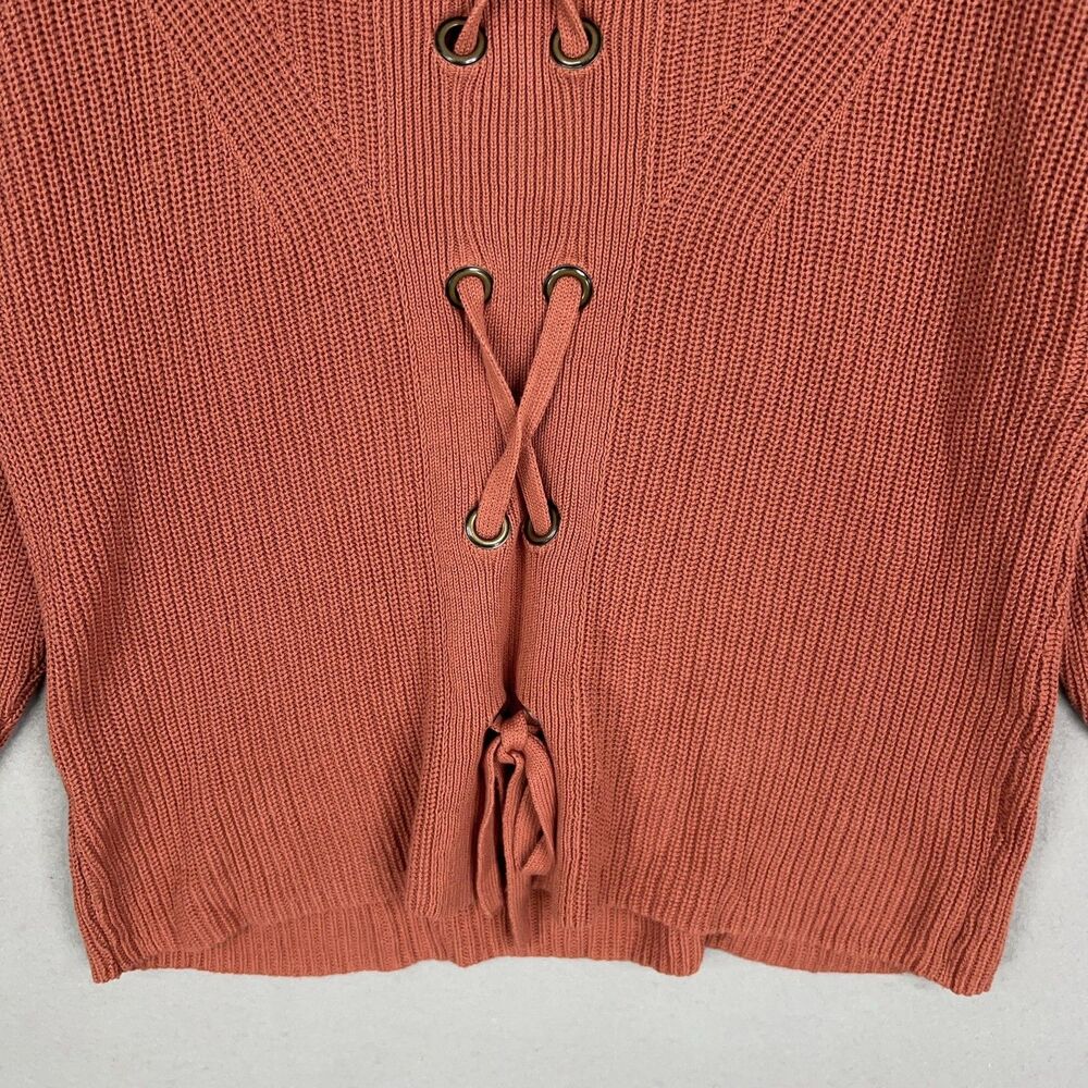 Lucky Brand Sweater Womens Large Pullover Lace Up Back Ribbed Cozy Fall Boho Y2K - Picture 7 of 12